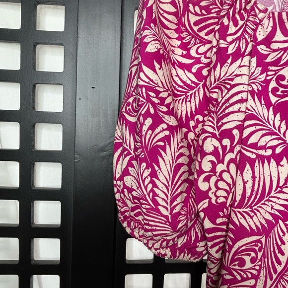 💗 Loft XS Pink Floral Short Sleeve Top Elastic Arms/Neck Cotton Spring💗 - Picture 5 of 12